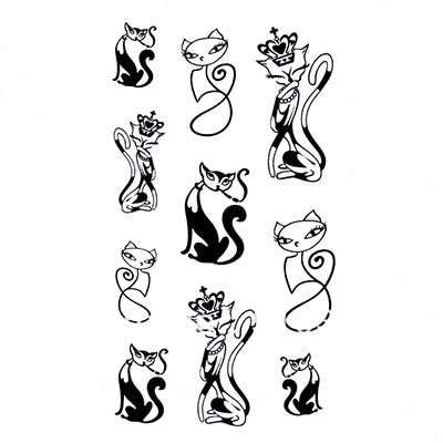 5pcs lot HM528 arm waist back body cartoon cat cute crown on Design Water Transfer Temporary Tattoo(fake Tattoo) Stickers NO.10679